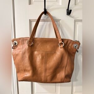 Hammitt Daniel Leather Satchel Tote almond tan with strap